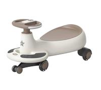 bicicletta Wiggle Car for bambini, giocattolo da cavalcare, ruota silenziosa, modello con musica, suoni e luci, for bambini dai 3 anni in su. bici triciclo(Kaki)