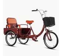 Biciclette a 3 ruote a velocità singola Copertura for carico passeggeri pieghevole for triciclo for adulti a 3 ruote Ruote da 20 pollici Rosso vino grigio(Wine Red)