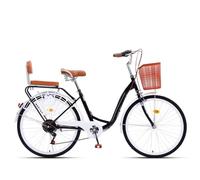 Biciclette ibride a 7 velocità per donne e uomini, bicicletta da città con telaio basso, sedile posteriore in spugna, doppi freni, bici da pendolare con pedali, parafanghi anteriori e posteriori