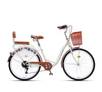 Biciclette ibride a 7 velocità per donne e uomini, bicicletta da città con telaio basso, sedile posteriore in spugna, doppi freni, bici da pendolare con pedali, parafanghi anteriori e posteriori