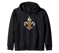Bicolor Fleur De Lis Royal French Heraldry Emblem Opera d'Arte Felpa con Cappuccio