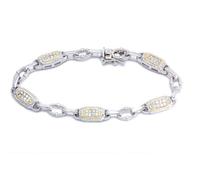 Bicolore Argento Sterling a Pavé Bianco Zaffiro Cavo Taglio Cushion Collegamento