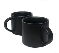 BIcoog Set di tazze in ceramica, 2 x 420 ml, per ufficio, casa, salute, grande capacità, 14,2 once nero