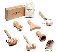 BICTIVE® Kit Maderoterapia Viso 6 Pezzi Con Borsa - Rullo Massaggio, Massaggiatore Antirughe, Guasta Set, Roller Visage, Legno, Face Roller, Skincare Set Completo