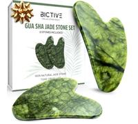 BICTIVE Set Premium di 2 Pietra Gua Sha per Viso di Giada Autentica. Massaggio Viso per Definire gli Zigomi, Drenaggio e Lifting Facciale. GuaSha Viso Massaggiatore per Collo e Décolleté Face Massager