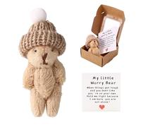 BICUIYIT Orsetto in Scatola, Mini Orsacchiotti di Peluche con Biglietto Motivazionale e Cappello, Pocket Hug Positive, Piccolo Orso Tascabile, Regalo Positivo per Famiglia, Amici, Bambini (Marrone)