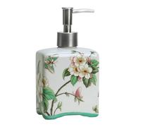 Bicuzat Dispenser di sapone in ceramica, bottiglia per lozione, bottiglia di sapone con pompa rimovibile, dispenser con motivo floreale per sapone da cucina, sapone da bagno, lozione e olio essenziale