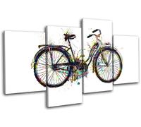 Bicycle Bike Retro Colourful Vintage MULTI TELA parete arte foto stampa