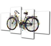 Bicycle Bike Retro Colourful Vintage MULTI TELA parete arte foto stampa