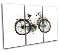 Bicycle Bike Retro Colourful Vintage TREBLE TELA parete arte foto stampa