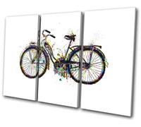 Bicycle Bike Retro Colourful Vintage TREBLE TELA parete arte foto stampa