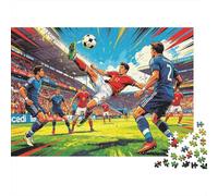 Bicycle Kick Puzzle 1000 Pezzi Riciclabile Soccer Gioco Senior Puzzles Educativo Gioco Decompression Ideal per la Famiglia And Friends Compleanni 38x26cm/1000pcs