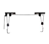 bicycle lift, black, for fixing a bicycle on the ceiling of a room, with rubber coated fixing hooks