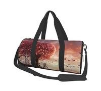 Bicycle under heart tree - Borsone da viaggio con stampa romantica con tasca e cinturino regolabile, grande borsa da palestra alla moda per donne e uomini, nero, taglia unica, alla moda, nero, taglia