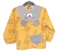 BIDABOUM │ Bavaglino/grembiule per bambini piccoli a maniche lunghe in tessuto di cotone. Perfetto per mangiare, dipingere, all'asilo, a scuola, in mensa, a casa. Impermeabile, zero plastica