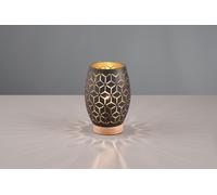 BIDAR LAMPADA DA TAVOLO METALLO NERO E ORO TAGLIO LASER CON INSERTO IN LEGNO H. 21,5CM 1 LUCE ATTACCO E27