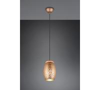 BIDAR SOSPENSIONE METALLO CAFFE' TAGLIO LASER CON INSERTO IN LEGNO D. 15CM 1 LUCE ATTACCO E27