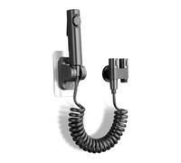 Bidet doccetta, doccetta per WC, set con valvola a 2 vie (G1/2"), teste spray, tubo a molla, supporto a parete, bidet per WC, doccia, bagno igienico, nero