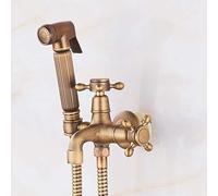 Bidet in bronzo antico, sedile del water, pistola spruzzatrice, set doccia igienico, rubinetto bidet portatile con supporto doccia in ottone, tubo flessibile da 1,5 m