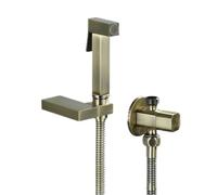 Bidet portatile manuale, Bidet portatile in ottone bronzato e spruzzatore for pannolini for WC con tubo flessibile da 59 pollici montato a parete(D)