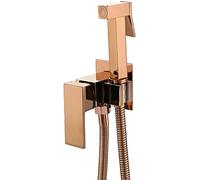 Bidet portatile manuale, Kit spruzzatore bidet portatile in ottone oro rosa con montaggio a parete, tubo flessibile da 150 cm, confezione 3 pezzi quadrati e rotondi(Square)