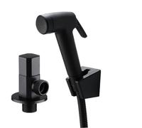 Bidet portatile nero, set doccia in ABS, rubinetto for WC con tubo flessibile e supporto BD544(Set f)