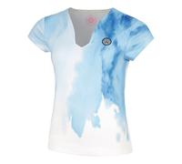BIDI BADU Watercolour V-Neck Maglietta Donna-Bianco,Blu in bianco