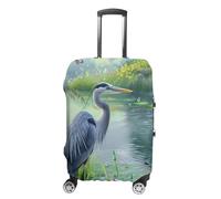Biding Time - Copertura per bagagli da viaggio con airone blu, lavabile, antigraffio, protezione per valigie, Stile:, L