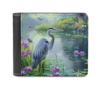 Biding Time Great Blue Heron Portafoglio da uomo a due ante sottile con porta carte di credito in pelle, Stile:, Taglia unica