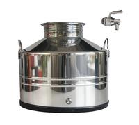Bidone Acciaio Inox 4F 50 lt - Fustino basso saldato con rubinetto inox - QUATTR
