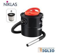Bidone Aspiracenere Elettrico 800W Niklas Nerone 10 LT per Cenere Stufa Camino