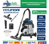 Bidone Aspiratutto Solidi e Liquidi 20L Super Silenziato 1000W Hyundai 45025