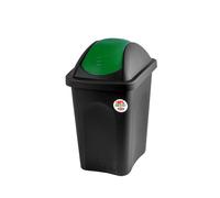 Bidone Basculina Nero Coperchio verd 30 Litri Stefanplast