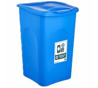 Bidone Blu 50LT con Coperchio con etichetta metallo per la Raccolta Differenziata Pattumiera Cestino contenitore Multiuso Made in Italy da interno o esterno casa giardino terrazzo locali commerciali