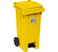 Bidone Carrellato 120L con Pedale e Ruote Colore Giallo Segnaletico