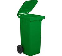 PATTUMIERA SECCHIO BIDONE RACCOLTA DIFFERENZIATA IMMONDIZIA LT.120 RUOTE VERDE