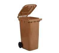 Pattumiera in plastica 240 lt marrone con coperchio a due ruote cm 72x58x106h