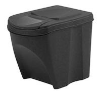 Bidone cestino SortiBox impilabile raccolta differenziata in plastica ECO con 33% legno 25 Litri da riciclaggio Antracite pattumiera per interni casa da cucina