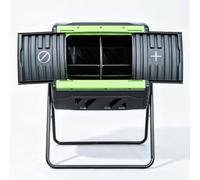 Bidone Compost Ideale Doppia Camera per Terriccio | Bidone Compost 200L con a Tamburo e Facile Rotazione per Terra Fertile e Fiori nel Tuo Orto Biologico(Green)