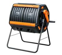 Bidone Compost Ideale Doppia Camera per Terriccio | Bidone Compost 200L con a Tamburo e Facile Rotazione per Terra Fertile e Fiori nel Tuo Orto Biologico(Orange)