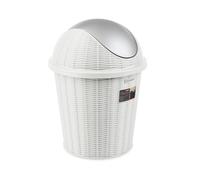 Bidone Con Basculante Elegance 10 Litri Rattan Bianco Argento Stefanplast