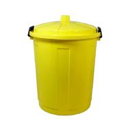 Bidone con coperchio chiuso grande 50 Lt antiodori o randagismo pattumiera da interno o esterno per la raccolta differenziata casa giardino locali commerciali (GIALLO)
