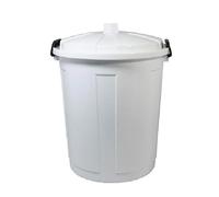 Bidone con coperchio chiuso grande 50 Lt antiodori o randagismo pattumiera da interno o esterno per la raccolta differenziata casa giardino locali commerciali (BIANCO)