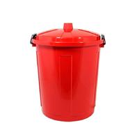 Bidone con coperchio chiuso grande 50 Lt antiodori o randagismo pattumiera da interno o esterno per la raccolta differenziata casa giardino locali commerciali (ROSSO)