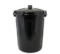 Bidone con coperchio chiuso grande 50 Lt antiodori o randagismo pattumiera da interno o esterno per la raccolta differenziata casa giardino locali commerciali (NERO)