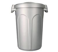 Bidone contenitore 23 LT con Coperchio a Clip Antirandagismo antiodori silver in Plastica Pattumiera Spazzatura o dispensa chiusa per cibo animali 37x32x46 cm da Interno ed Esterno