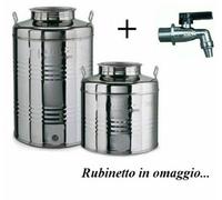 BIDONE CONTENITORE FUSTO OLIO 25LT IN ACCIAIO INOX MADE IN ITALY