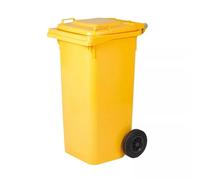 BIDONE CONTENITORE IMMONDIZIA CON RUOTE COPERCHIO LT.120 GIALLO (23910)