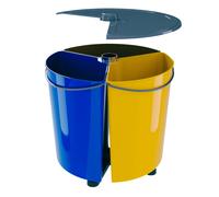 Bidone differenziato SMARTECO con 3 scomparti e coperchio, 3x 11,7 L girevole