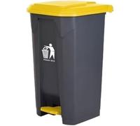 Bidone for rifiuti da esterno interno, contenitori for rifiuti fissi, grande commerciale di grandi dimensioni con pedale e coperchio, for uso domestico, cucina capacità, pubblico, for parco(Yellow,50L